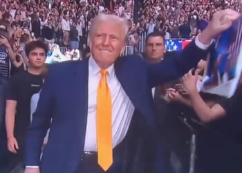AMAZING! Trump Enters UFC 314 with Grandkids, Elon Musk, Dana White, Byron Donalds - Greets Dave Portnoy, Joe Rogan, Shaq, Tulsi, Marco Rubio, Bobby Kennedy Jr... But NOT His Wife! (VIDEO) | The Gateway Pundit