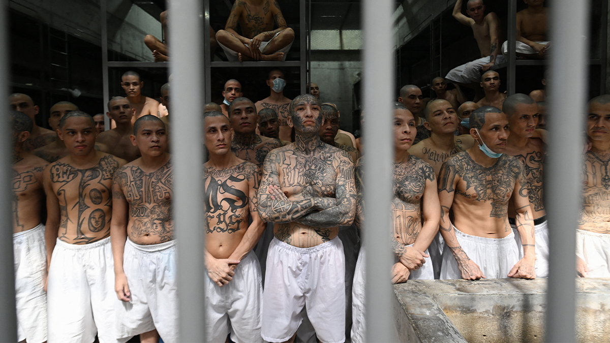tattooed inmates in El Salvador prison