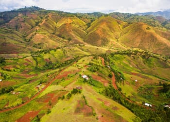 Hilly countryside of Bukavu, DRC, with abundant strategic critical minerals