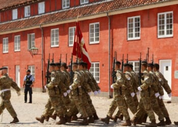 COPENHAGEN, DENMARK - MAY 29, 2018:Danish soldiers in the Citadel, of Copenhagen. The International Day of United Nations Peacekeepers.