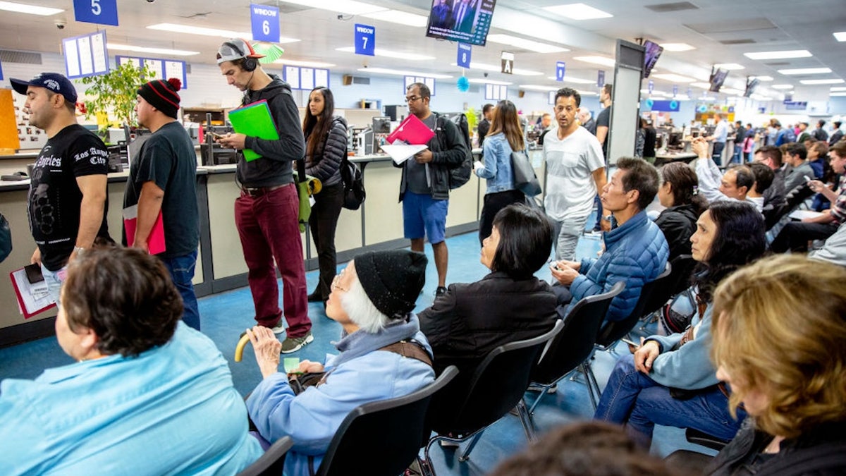 Crowded DMV line