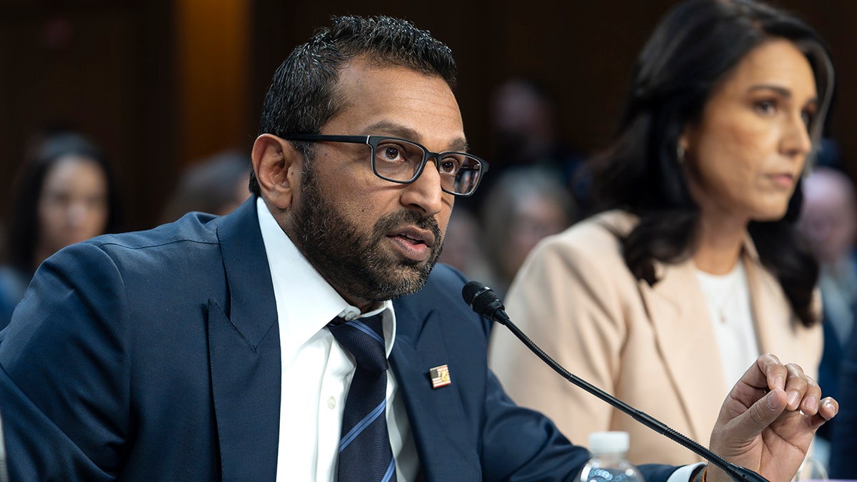 Kash Patel at witness table in hearing