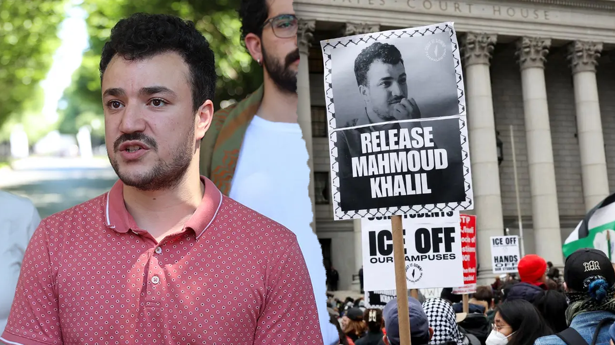Mahmoud and people protesting his detention split