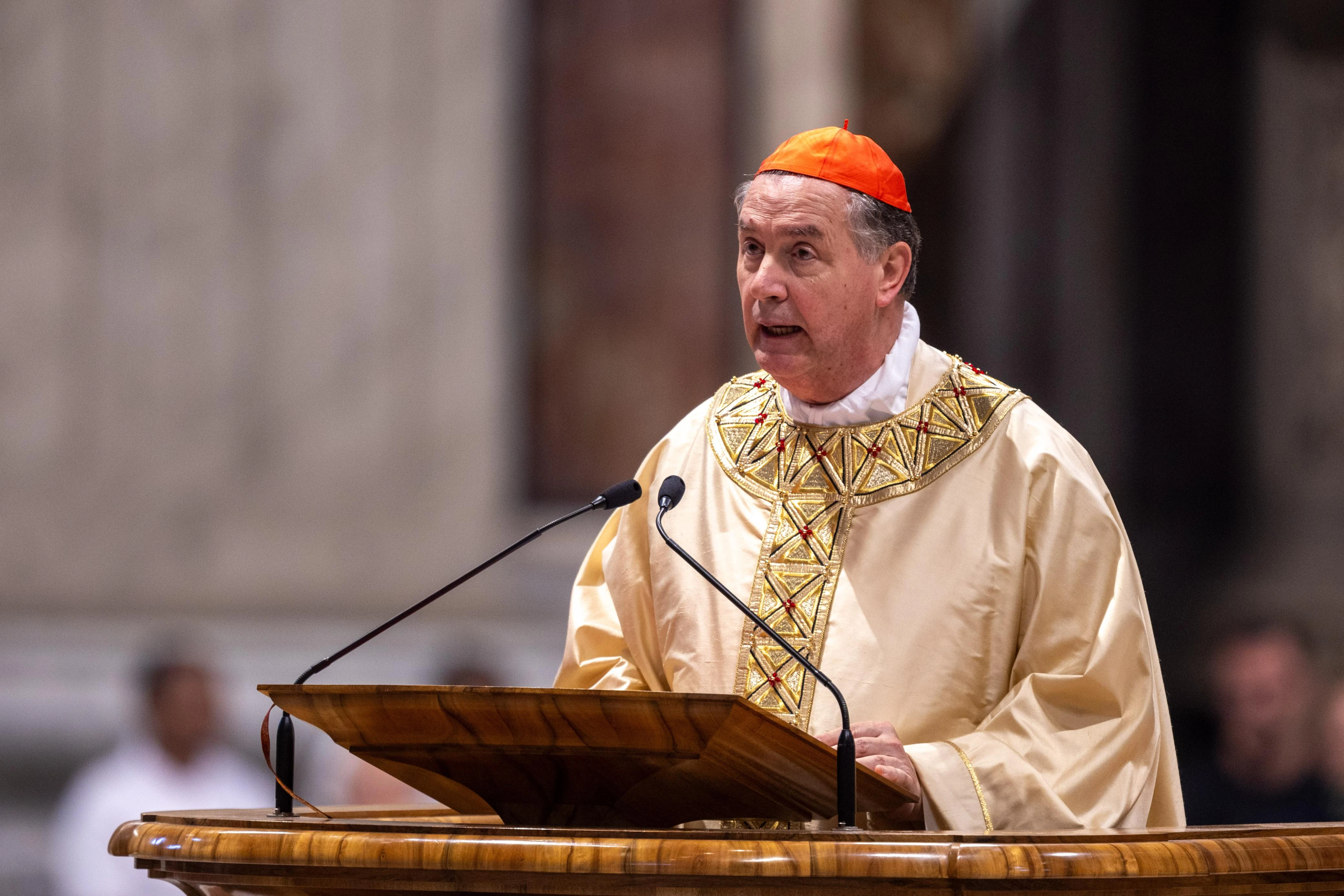Cardinal Ángel Fernández Artime speaks at the eighth Novendiales Mass for Pope Francis at St. Peter's Basilica, Saturday, May 3, 2025. Credit: Daniel Ibáñez/CNA