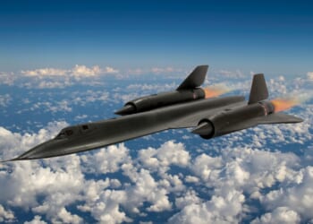 An SR-71 Blackbird in flight.
