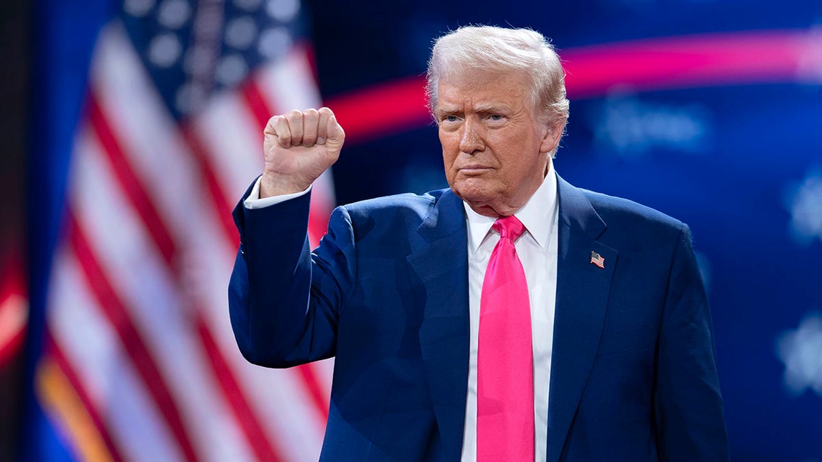 President Donald Trump gestures