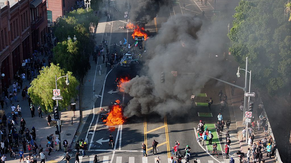 LA Riot fire seen from air