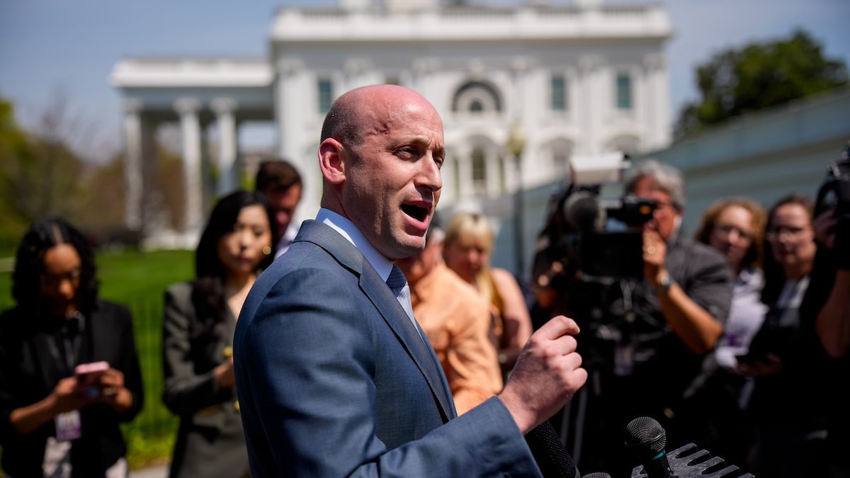 White House Deputy Chief of Staff Stephen Miller addresses reporters