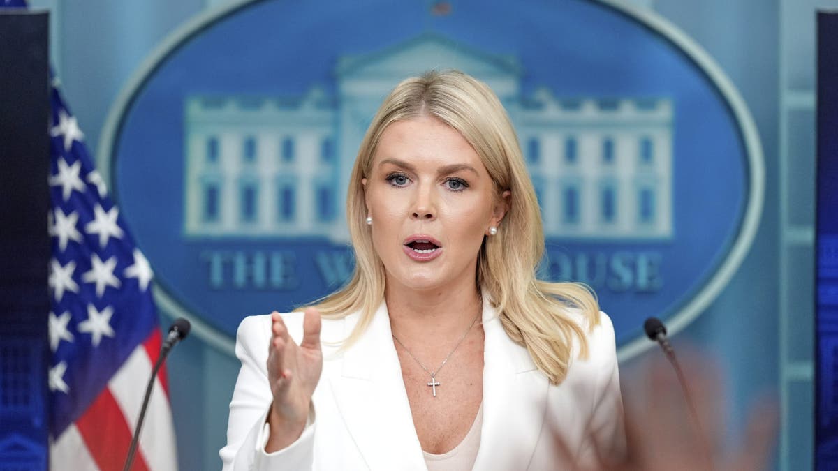 Press secretary Karoline Leavitt speaks during a press briefing at the White House. (AP Photo)