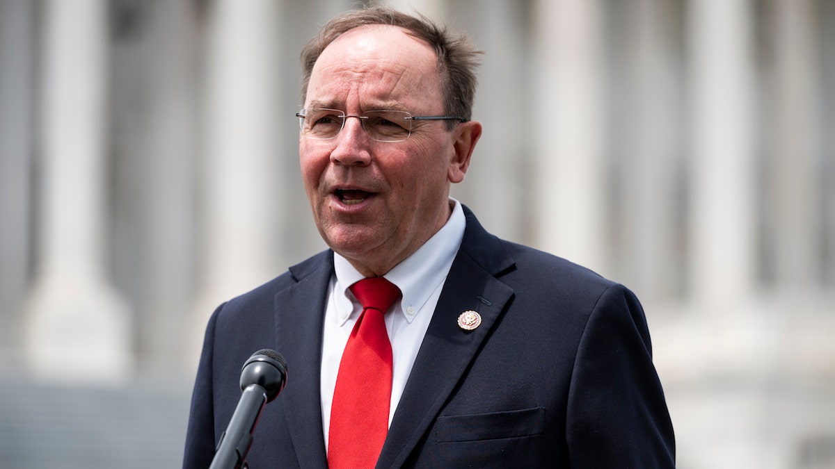Rep. Tom Tiffany, R-Wisc., speaks during a television interview outside the Capitol after being sworn in as a member of Congress on Tuesday, May 19, 2020.