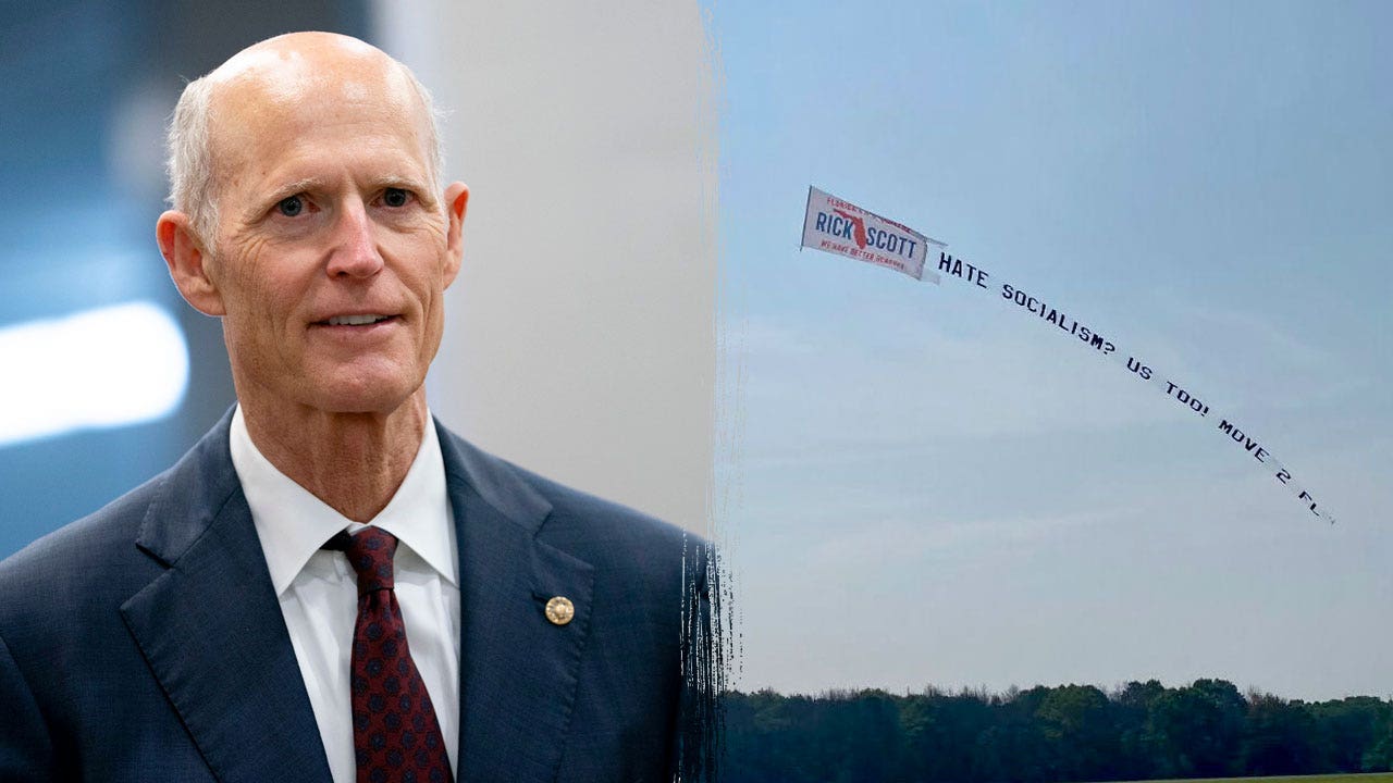 Sen. Rick Scott's aerial banner tells New Yorkers to flee socialism for Florida