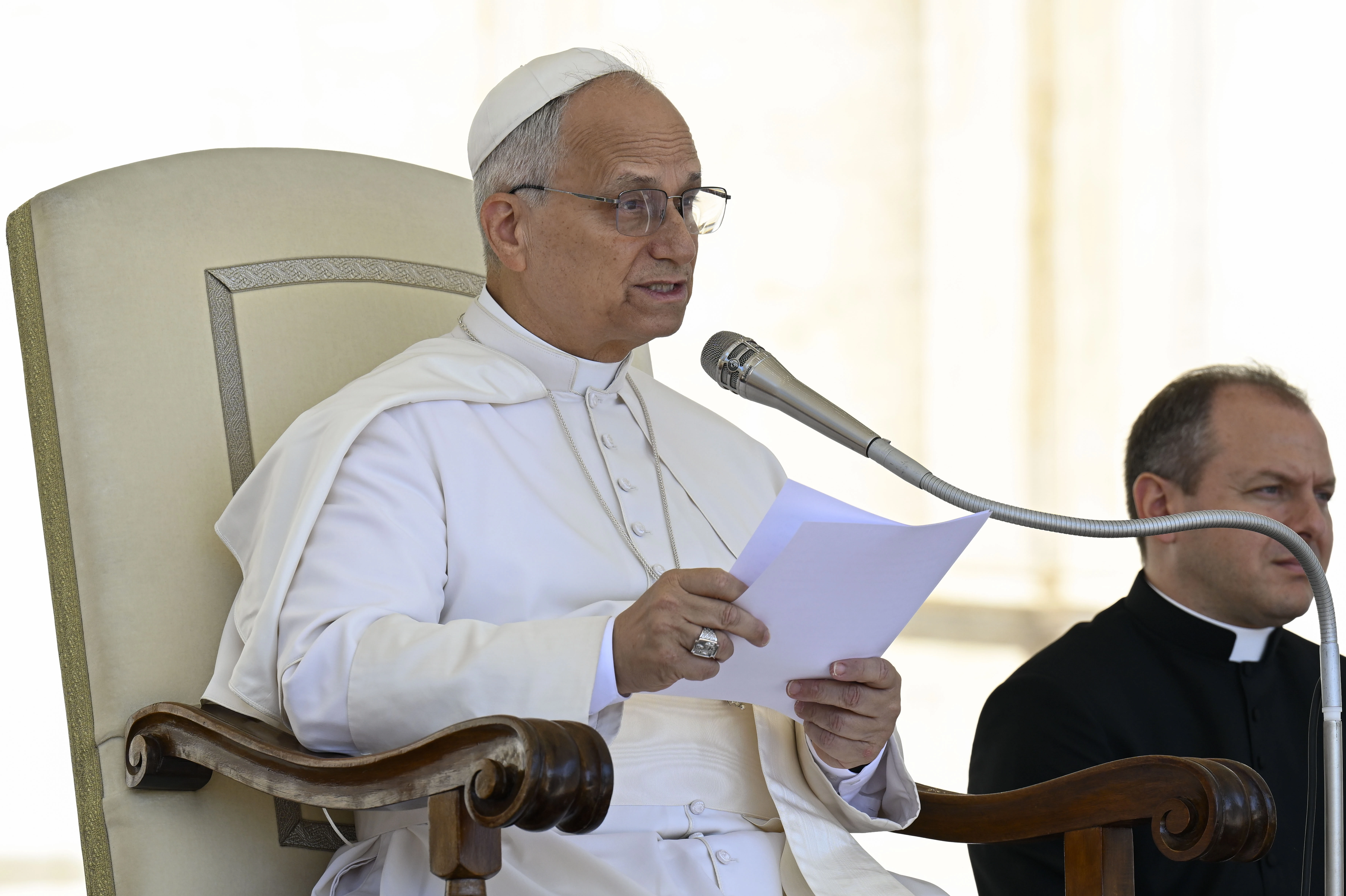 Pope Leo XIV addresses pilgrims during his general audience on July 30, 2025, in St. Peter’s Square at the Vatican. Credit: Vatican Media