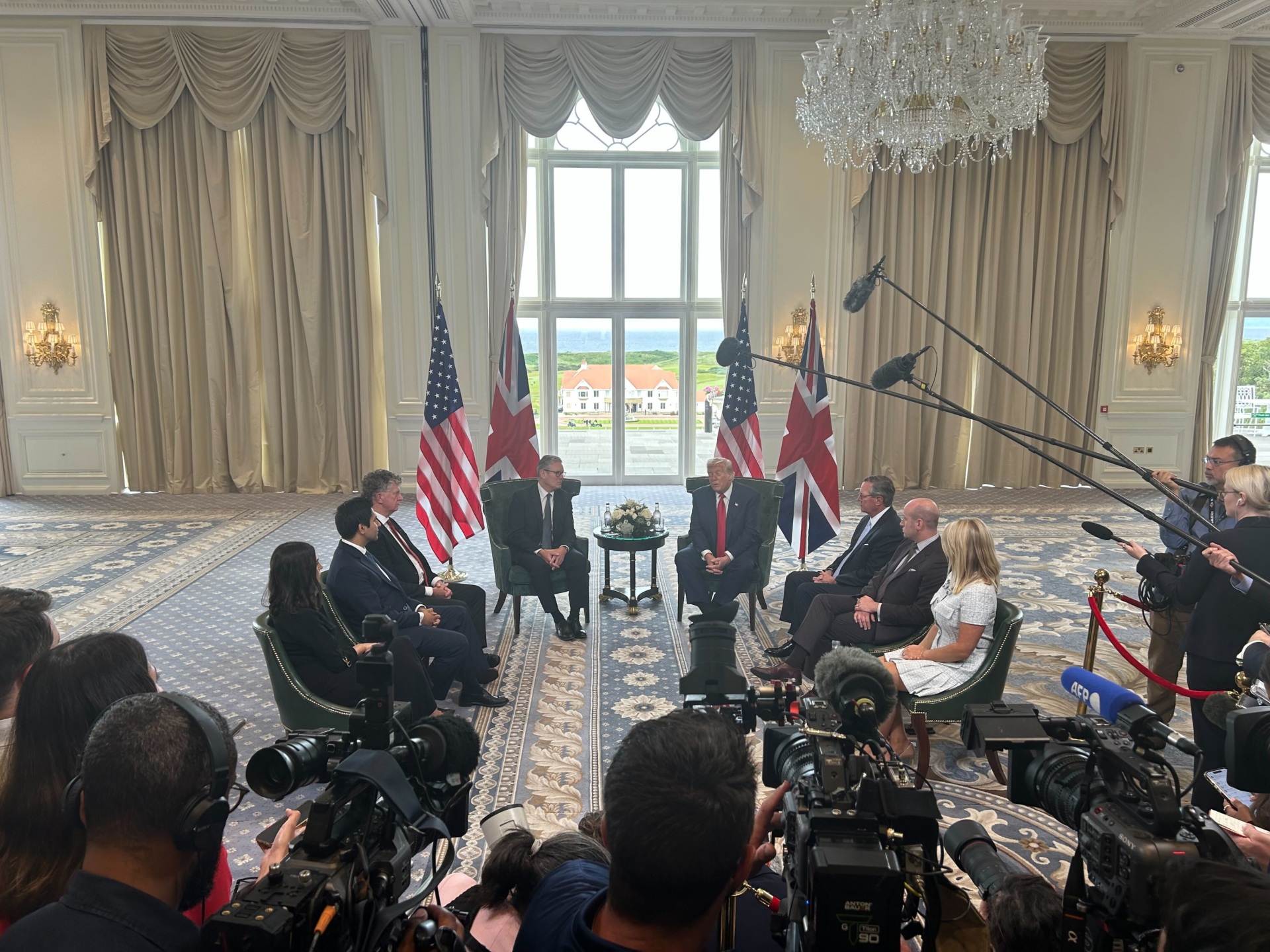 U.S. President Donald Trump meets with UK Prime Minister Sir Keir Starmer at Turnberry in Scotland. July 28th, 2025. Jon Khan, Breitbart News