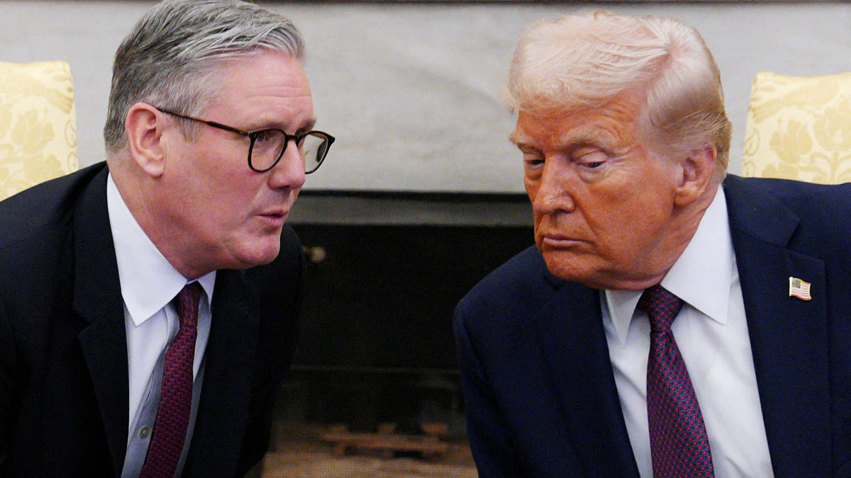 British Prime Minister Keir Starmer meets with President Donald Trump in the Oval Office at the White House on February 27, 2025 in Washington, D.C.