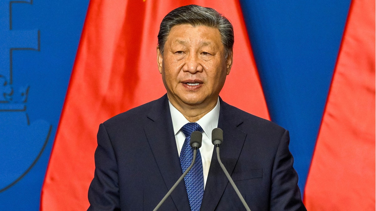 Chinese President Xi Jinping speaks during his joint press conference with Hungarian Prime Minister Viktor Orban following their talks at the PM's office, the former Carmelite Monastery, in Budapest, Hungary, Thursday, May 9, 2024.