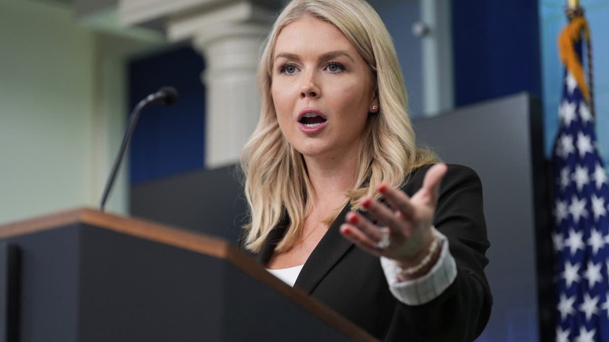 White House press secretary Karoline Leavitt speaks with reporters in the James Brady Press Briefing Room at the White House, Monday, July 7, 2025, in Washington.