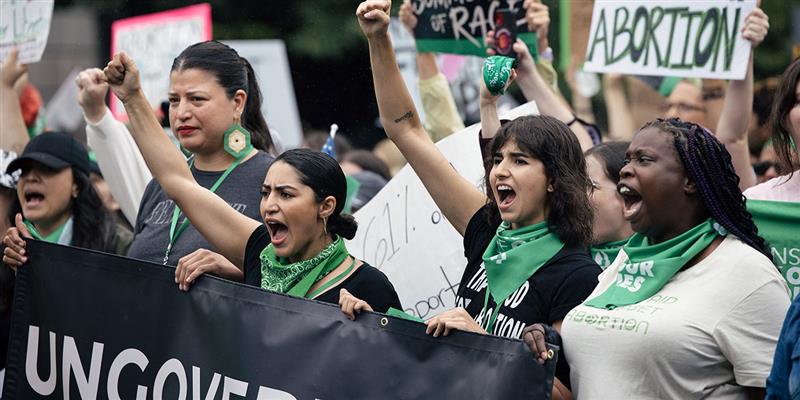 Women at a protest 