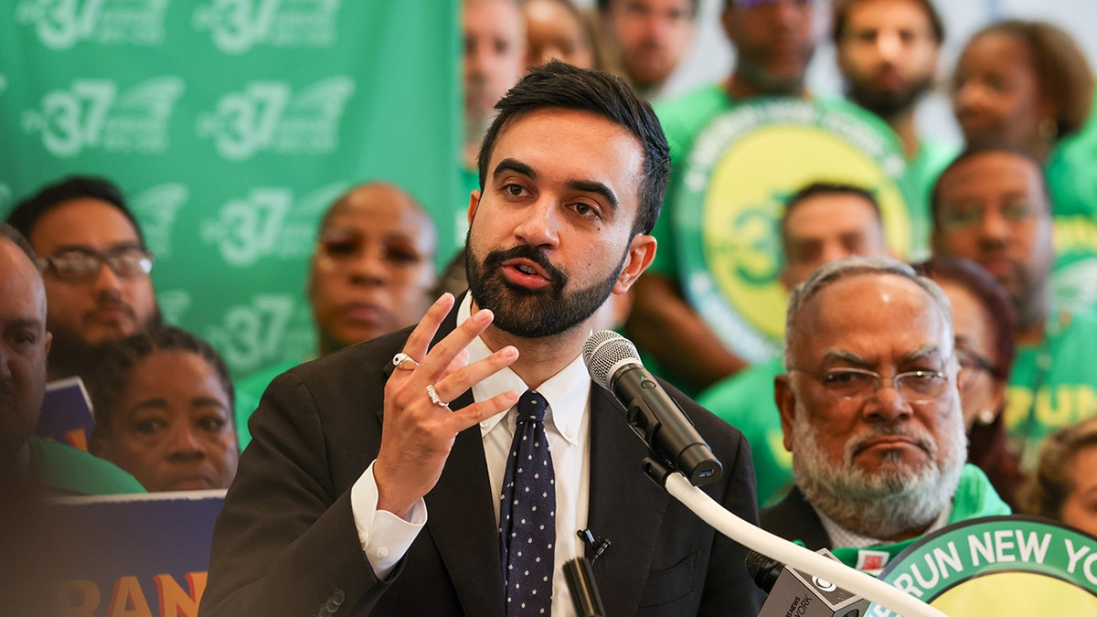 Mamdani speaking at a campaign event