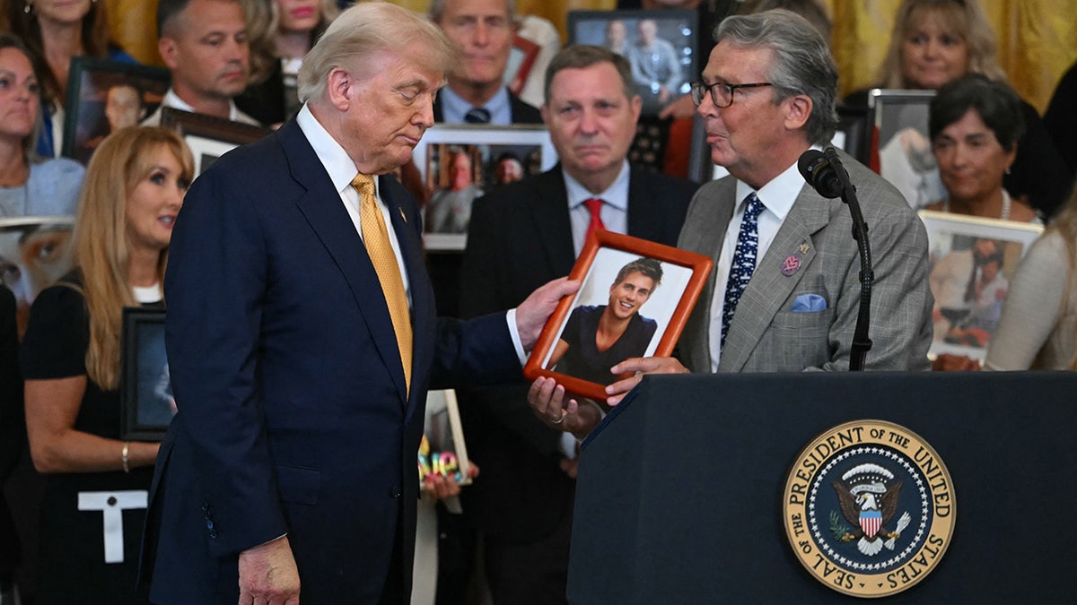 President Donald Trump, Gregory Swan, at fentanyl bill signing