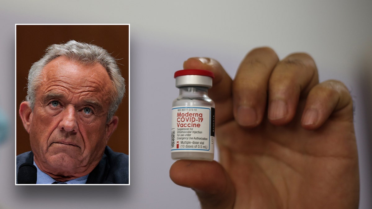 Kennedy inset; main photo: vaccine in vial