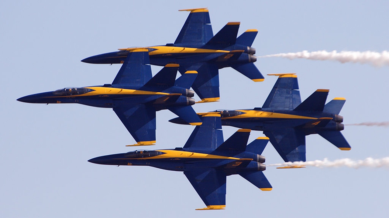 The Blue Angels in Diamond formation.