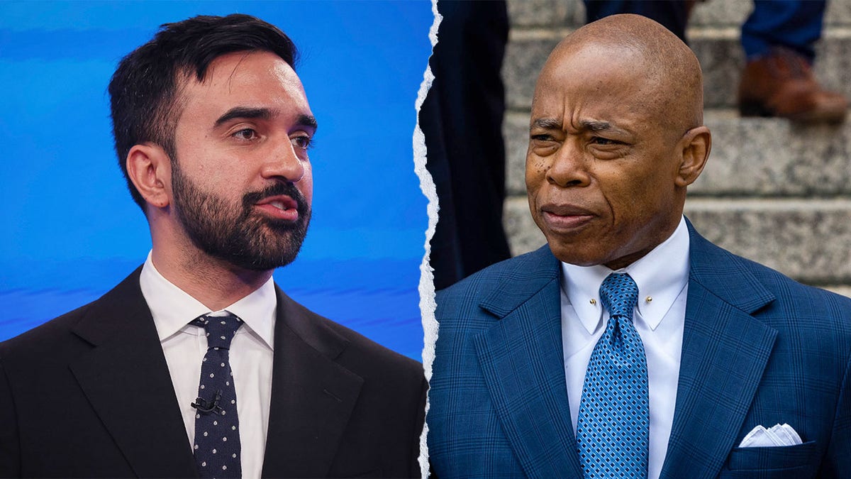 Zohran Mamdani, left, and Eric Adams, right