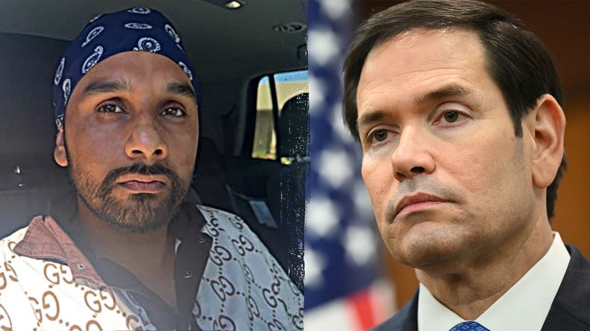 Secretary of State Marco Rubio and a split image of Harjinder Singh.