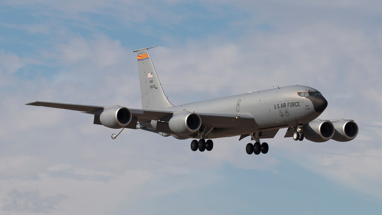 An aerial refueling tanker.