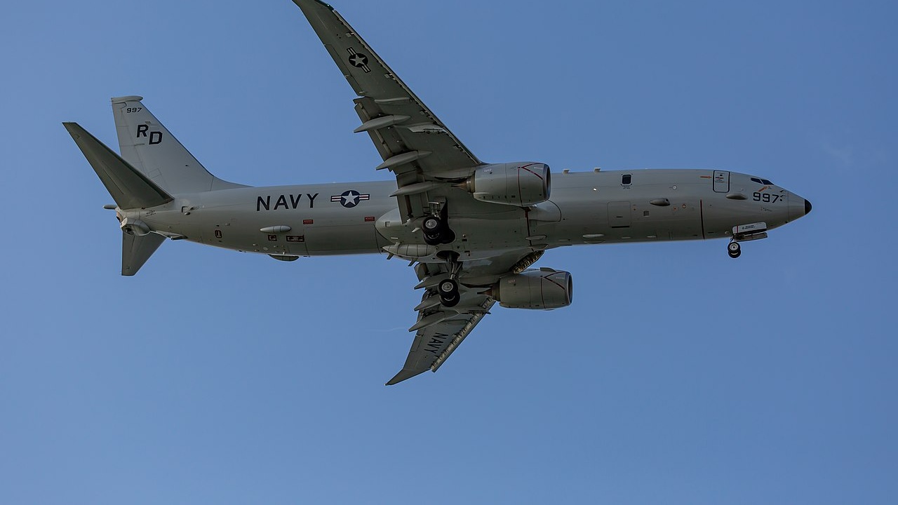 A US Navy P-8 Poseidon in flight.