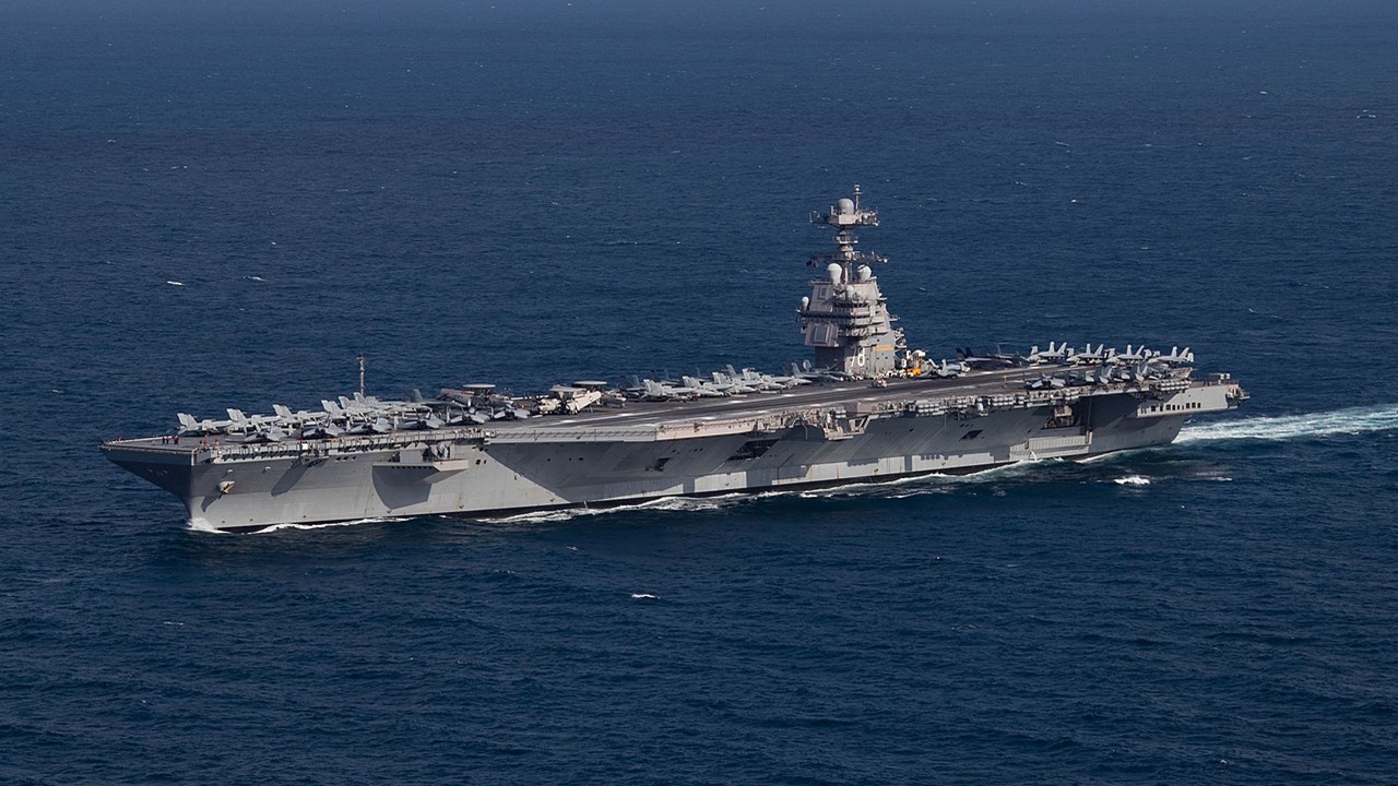 The USS Gerald R. Ford at sail.