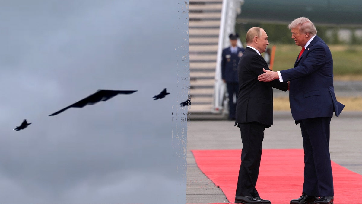 At the start of the summit, when President Trump greeted Russian President Vladimir Putin on the tarmac at Elmendorf Air Force Base in Alaska, a cohort of military fighter jets, including a B-2 stealth bomber, flew overhead. 