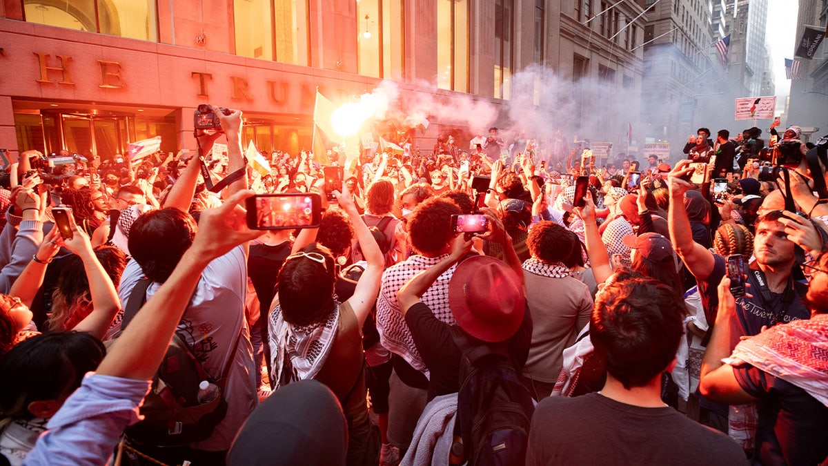 Protesters gather in Union Square to demonstrate opposition to Israel's war on the Gaza Strip 