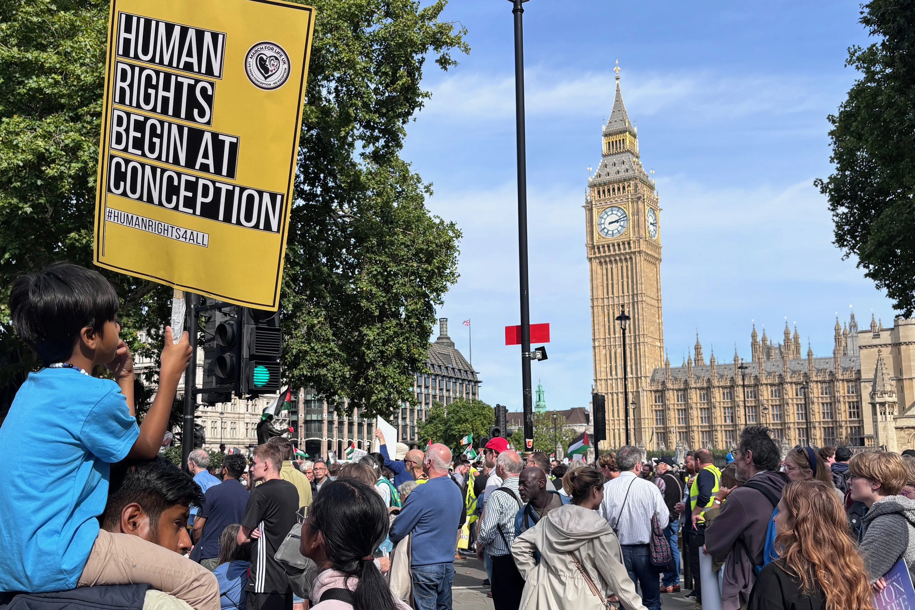Thousands gather in Parliament Square during the record-breaking March for Life UK on Sept. 6, 2025, in London. Credit: Edward Pentin/EWTN News