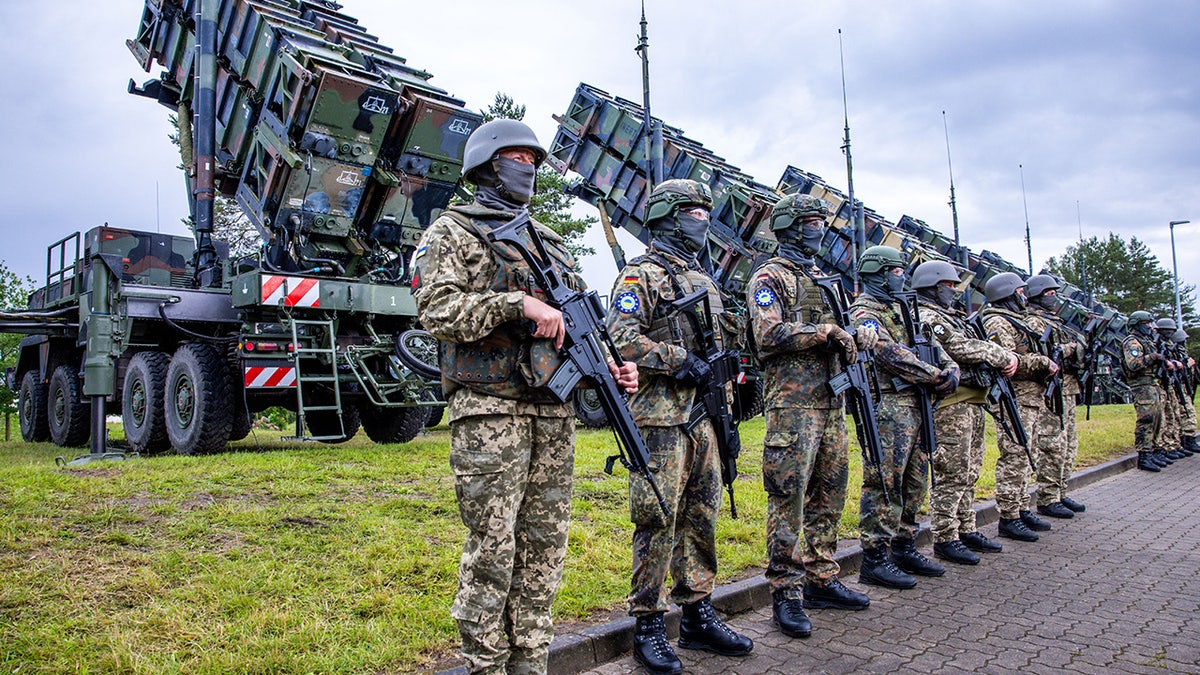 Ukrainian and German soldiers are seen training on the Patriot air defense missile system at a military training area in Germany in June 2024.