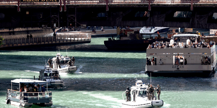 CBP boats patrol Chicago River during Operation Midway Blitz