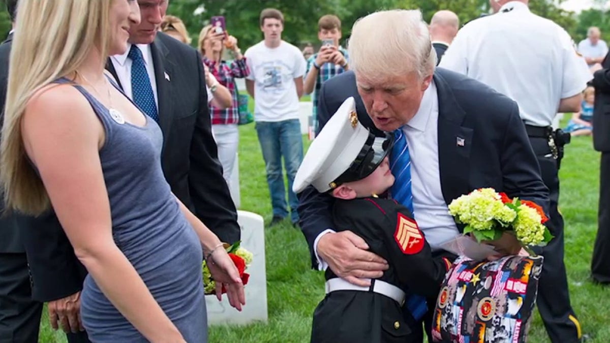 President Trump hugging a Gold Star son