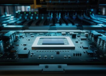 A circuit board on display.