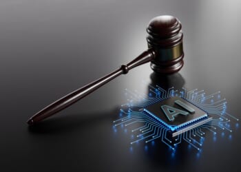 Judge's Gavel Hammer as a Symbol of Law and Order with Processor CPU AI Chip, siginfying GAIN AI Act