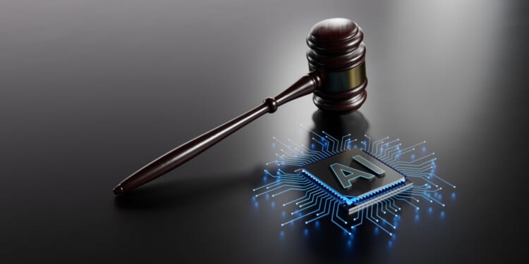 Judge's Gavel Hammer as a Symbol of Law and Order with Processor CPU AI Chip, siginfying GAIN AI Act