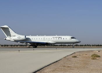 A Bombardier E-11A plane.