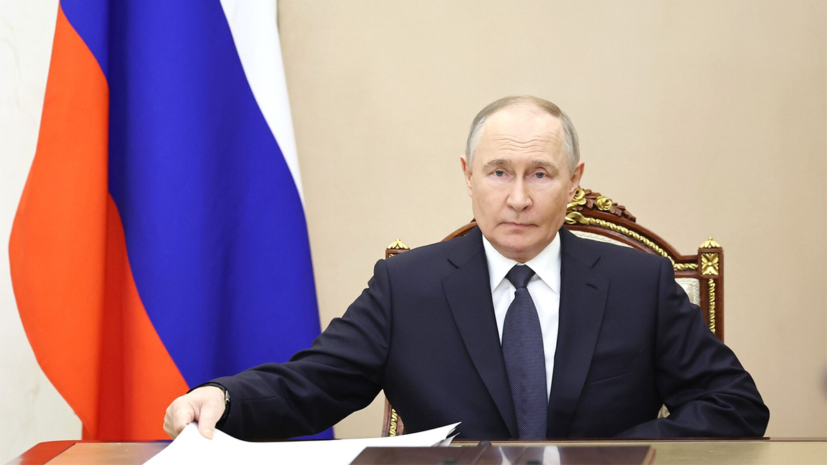 Russian President Vladimir Putin meets Russian delegation and some officials ahead of the Istanbul talks on May 14, 2025, in Moscow, Russia.