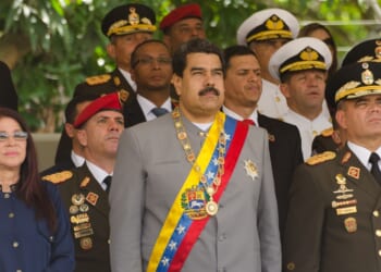 Venezuelan dictator Nicolas Maduro at a military parade.