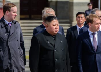 Kim Jong-un with Russian officials.