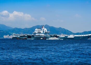 China's Shandong aircraft carrier at sail.