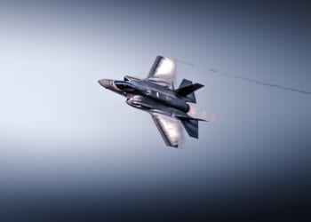 An F-35 in flight.