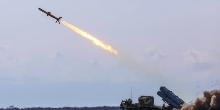 Tests of the newest Ukrainian development of a ground-based cruise missile complex for defeating the marine and coastal targets, at the test site in the Odessa region