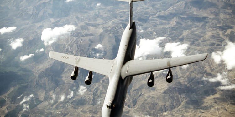With its tremendous payload capability, the large C-5 Galaxy, an outsized-cargo transport, provides the Air Mobility Command intertheater airlift in support of United States national defence.
