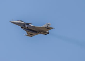 A Dassault Rafale fighter in flight.