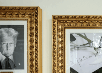 Trump Hangs Portraits of Presidents in Rose Garden Showing Biden as 'Autopen'