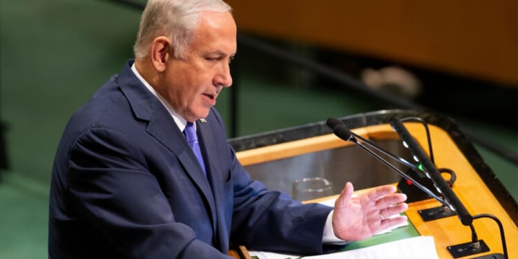 Benjamin Netanyahu, prime minister of Israel, addresses the United Nations General Assembly.